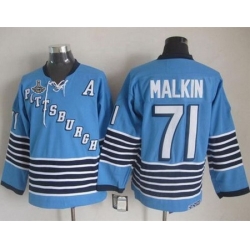 Penguins #71 Evgeni Malkin Light Blue CCM Throwback 2017 Stanley Cup Finals Champions Stitched NHL Jersey