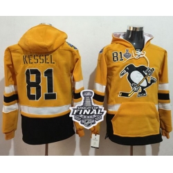 Penguins #81 Phil Kessel Gold Sawyer Hooded Sweatshirt 2017 Stadium Series Stanley Cup Final Patch Stitched NHL Jersey