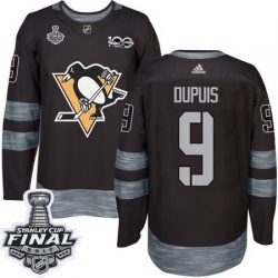 Penguins #9 Pascal Dupuis Black 1917 2017 100th Anniversary Stanley Cup Final Patch Stitched NHL Jersey