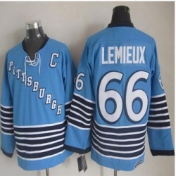 Pittsburgh Penguins #66 Mario Lemieux Light Blue CCM Throwback Stitched NHL Jersey