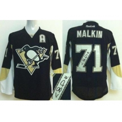 Pittsburgh Penguins 71 Evgeni Malkin Black Signed Jerseys