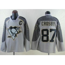 Pittsburgh Penguins #87 Sidney Crosby Charcoal Cross Check Fashion Stitched NHL Jersey