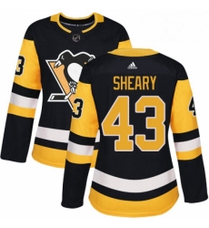 Womens Adidas Pittsburgh Penguins 43 Conor Sheary Authentic Black Home NHL Jersey 