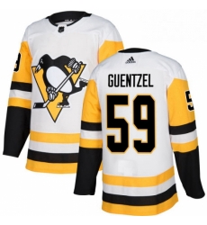 Womens Adidas Pittsburgh Penguins 59 Jake Guentzel Authentic White Away NHL Jersey 