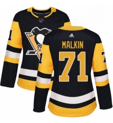 Womens Adidas Pittsburgh Penguins 71 Evgeni Malkin Authentic Black Home NHL Jersey 