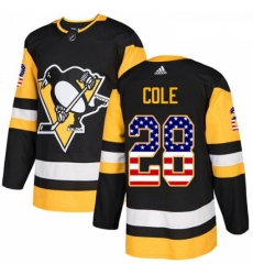 Youth Adidas Pittsburgh Penguins 28 Ian Cole Authentic Black USA Flag Fashion NHL Jersey 