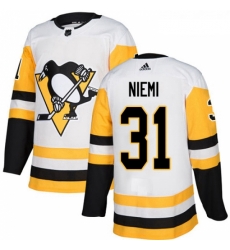 Youth Adidas Pittsburgh Penguins 31 Antti Niemi Authentic White Away NHL Jersey 