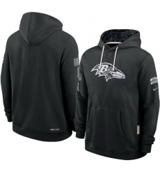 Men Baltimore Ravens Black 2026 Salute to Service Sideline Dri FIT Pullover Hoodie