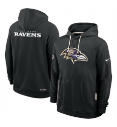 Men Baltimore Ravens Black Sideline Standard Issue Initial Home Dri FIT Pullover Hoodie