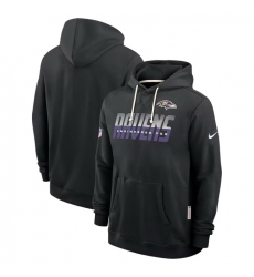 Men Baltimore Ravens Black Sideline Standard Issue Top Prospect Dri FIT Hoodie