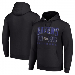 Men Baltimore Ravens Black Throwback Logo Pullover Hoodie
