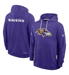 Men Baltimore Ravens Purple Sideline Standard Issue Initial Home Dri FIT Pullover Hoodie
