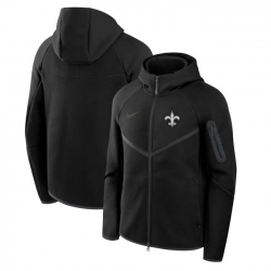 Men New Orleans Saints Black Tech Fleece Full Zip Windrunner Hoodie