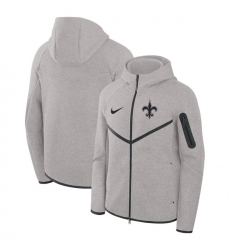 Men New Orleans Saints Gray Tech Fleece Full Zip Windrunner Hoodie 1