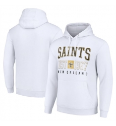 Men New Orleans Saints White Throwback Logo Pullover Hoodie