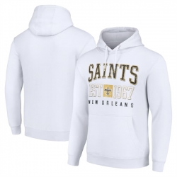 Men New Orleans Saints White Throwback Logo Pullover Hoodie