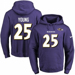 NFL Mens Nike Baltimore Ravens 25 Tavon Young Purple Name Number Pullover Hoodie