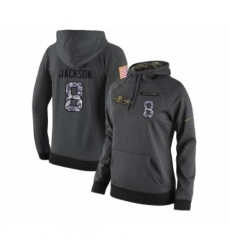 Football Womens Baltimore Ravens 8 Lamar Jackson Stitched Black Anthracite Salute to Service Player Performance Hoodie