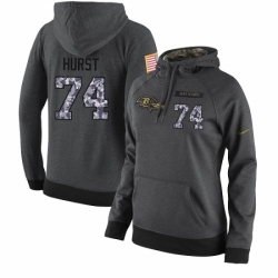 NFL Womens Nike Baltimore Ravens 74 James Hurst Stitched Black Anthracite Salute to Service Player Performance Hoodie