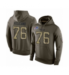 Football Mens Buffalo Bills 76 Jon Feliciano Green Salute To Service Pullover Hoodie