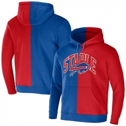 Men Buffalo Bills Royal Red Split Logo Pullover Hoodie