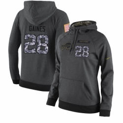 NFL Womens Nike Buffalo Bills 28 EJ Gaines Stitched Black Anthracite Salute to Service Player Performance Hoodie