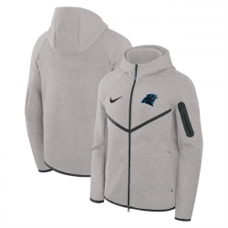Men Carolina Panthers Gray Tech Fleece Full Zip Windrunner Hoodie