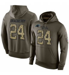 NFL Nike Carolina Panthers 24 James Bradberry Green Salute To Service Mens Pullover Hoodie