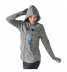 NFL Carolina Panthers G III 4Her by Carl Banks Womens Recovery Full Zip Hoodie Heathered Gray