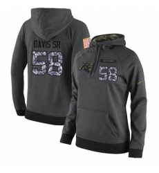 NFL Womens Nike Carolina Panthers 58 Thomas Davis Stitched Black Anthracite Salute to Service Player Performance Hoodie