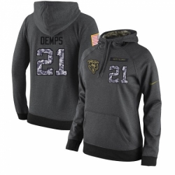 NFL Womens Nike Chicago Bears 21 Quintin Demps Stitched Black Anthracite Salute to Service Player Performance Hoodie