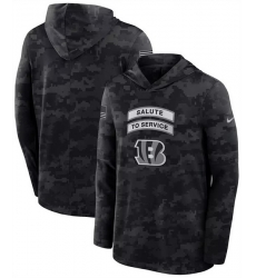 Men Cincinnati Bengals Black 2026 Salute to Service Sideline Lightweight Hoodie Dri FIT Long Sleeve Top