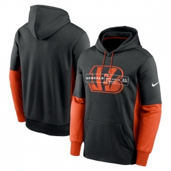 Men Cincinnati Bengals Black Color Block Fleece Performance Pullover Hoodie