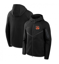 Men Cincinnati Bengals Black Tech Fleece Full Zip Windrunner Hoodie