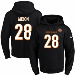 NFL Mens Nike Cincinnati Bengals 28 Joe Mixon Black Name Number Pullover Hoodie