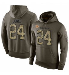 NFL Nike Cincinnati Bengals 24 Adam Jones Green Salute To Service Mens Pullover Hoodie