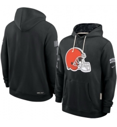 Men Cleveland Browns Black 2026 Salute to Service Sideline Dri FIT Pullover Hoodie