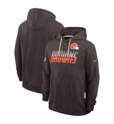 Men Cleveland Browns Brown Sideline Standard Issue Top Prospect Dri FIT Hoodie