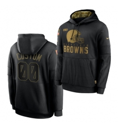 Men Custom Men Cleveland Browns 2020 Salute To Service Black Sideline Performance Pullover Hoodie