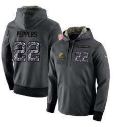 NFL Mens Nike Cleveland Browns 22 Jabrill Peppers Stitched Black Anthracite Salute to Service Player Performance Hoodie