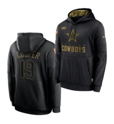 Men Dallas Cowboys 19 Amari Cooper 2020 Salute To Service Black Sideline Performance Pullover Hoodie