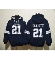 Men Dallas Cowboys 21 Ezekiel Elliott Navy Ageless Must Have Lace Up Pullover Hoodie