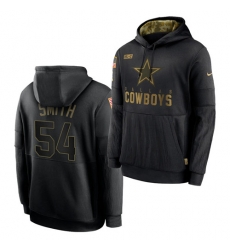 Men Dallas Cowboys 54 Jaylon Smith 2020 Salute To Service Black Sideline Performance Pullover Hoodie