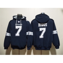 Men Dallas Cowboys 7 Trevon Diggs Navy Ageless Must Have Lace Up Pullover Hoodie