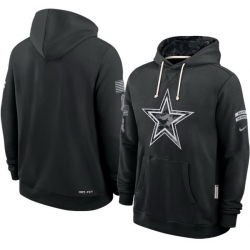 Men Dallas Cowboys Black 2026 Salute to Service Sideline Dri FIT Pullover Hoodie