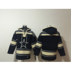 Men Dallas Cowboys Blank Navy Ageless Must Have Lace Up Pullover Hoodie