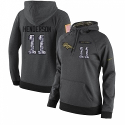 NFL Womens Nike Denver Broncos 11 Carlos Henderson Stitched Black Anthracite Salute to Service Player Performance Hoodie