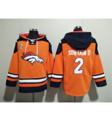 Men Denver Broncos 2 Pat Surtain II Orange Navy Ageless Must Have Lace Up Pullover Hoodie