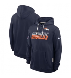 Men Denver Broncos Navy Sideline Standard Issue Top Prospect Dri FIT Hoodie