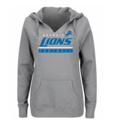 NFL Detroit Lions Majestic Womens Self Determination Pullover Hoodie Heather Gray